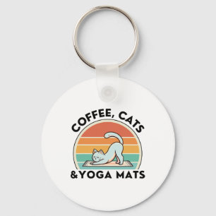 Chaveiro Gatos De Café E Tapetes De Ioga Meditação Mulheres