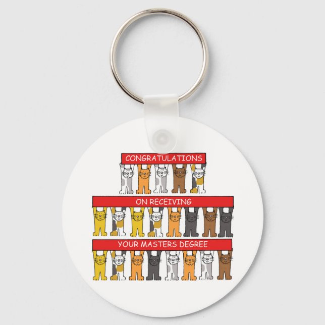 Chaveiro Gatos de desenho de Parabéns mestrados (Frente)