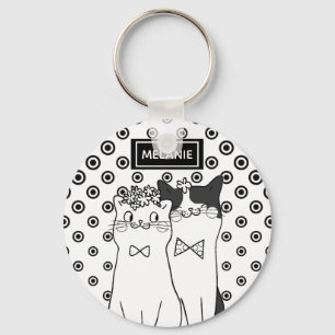Chaveiro Gatos Dotty bonitos no amor personalizado