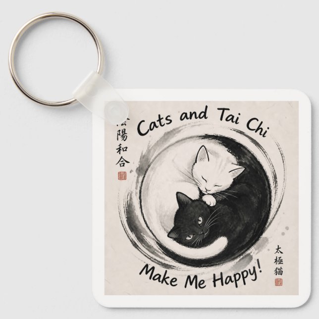 Chaveiro Gatos e Tai Chi (Frente)