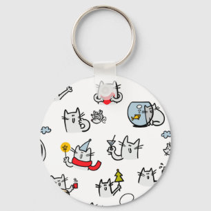 Chaveiro Gatos engraçados, leite e magia.