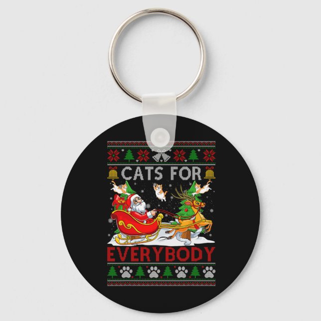 Chaveiro Gatos Engraçados Para Todos Os Papais noeis Que Do (Frente)