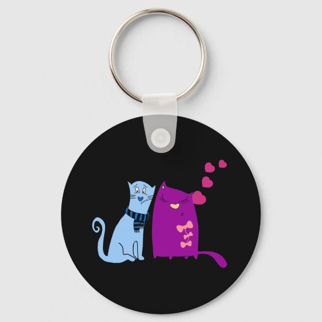 Chaveiro Gatos fofos amam design (Frente)