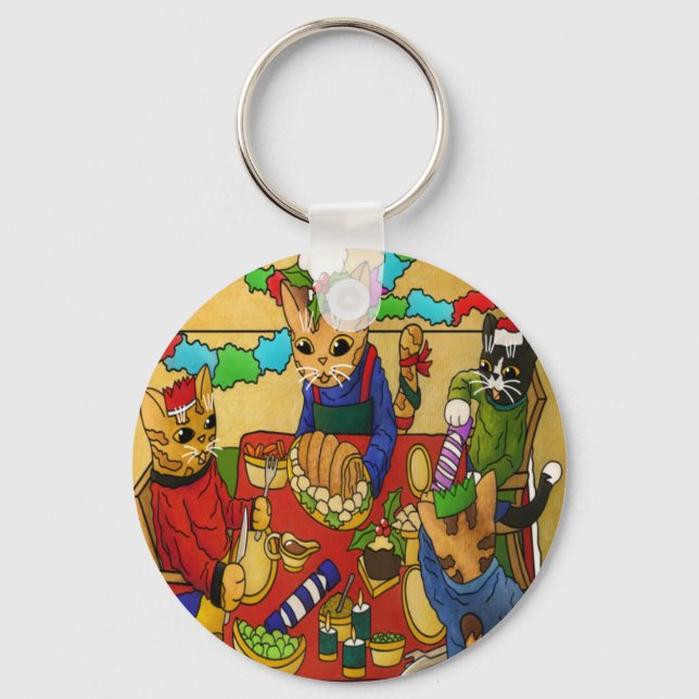 Chaveiro Gatos Jantes de Natal Britânicos (Frente)
