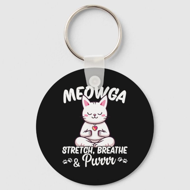 Chaveiro Gatos Meowga Com Yoga  (Frente)