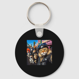 Chaveiro Gatos Motoqueiros Engraçados Gangster Gatos Rua Mo