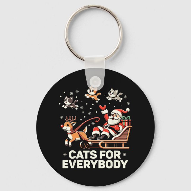Chaveiro Gatos Para Todos - Engraçada Mulher De Natal (Frente)