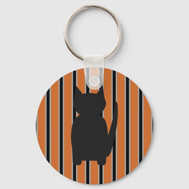 Chaveiro Gatos preto de silhuetas no Halloween e Rico (Frente)
