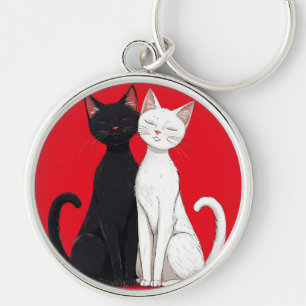 Chaveiro Gatos pretos e brancos