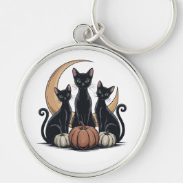 Chaveiro Gatos Pretos Whimsigothia Abóbora Lua Halloween