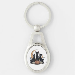 Chaveiro Gatos Pretos Whimsigothia Abóbora Lua Halloween