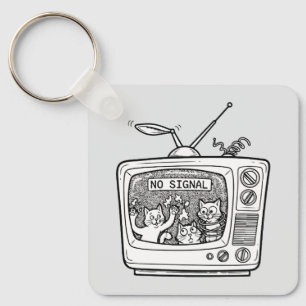 Chaveiro Gatos Retro TV Sem Sinal