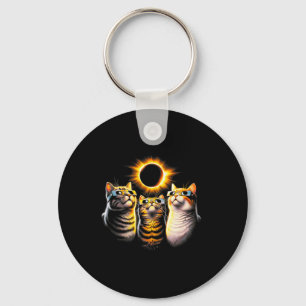 Chaveiro Gatos Vestindo Óculos De Eclipse Solar Olhando Lua