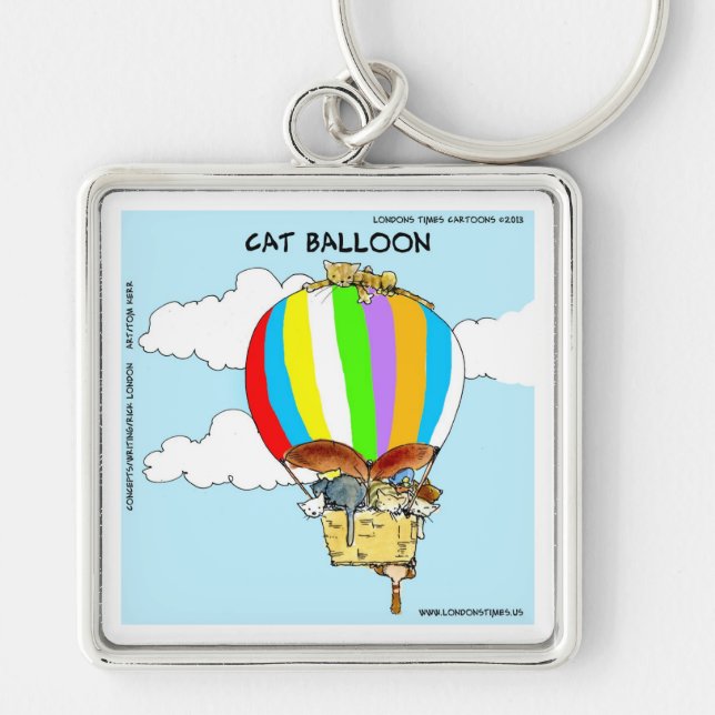 Chaveiro Gatos Voadores Desenho Animado Divertido (Frente)