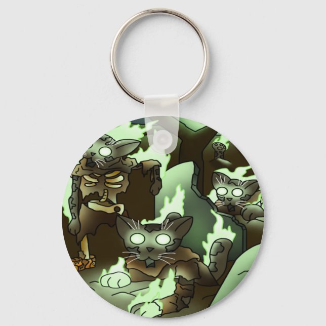 Chaveiro Gatos Zombie do Halloween (Frente)