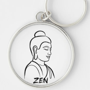Chaveiro Gautam Buddha Minimalista Linha Arte Prata Chaveir