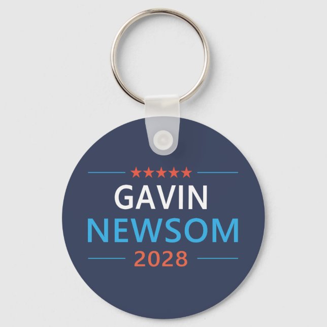 Chaveiro Gavin Newsom 2028 Para Presidente (Frente)