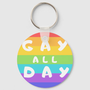 Chaveiro 'Gay All Day' Arco-Íris LGBT+ Orgulho com Chave re