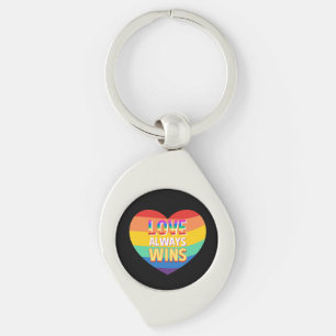 Chaveiro Gay de Orgulho - o amor sempre ganha. Cor do arco-