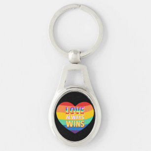 Chaveiro Gay de Orgulho - o amor sempre ganha. Cor do arco-