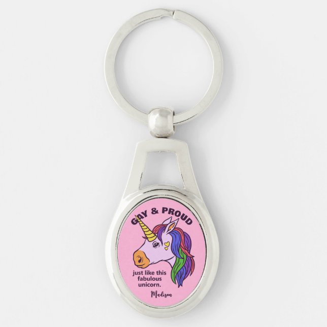 Chaveiro Gay de Texto Personalizado Unicorn (Frente)