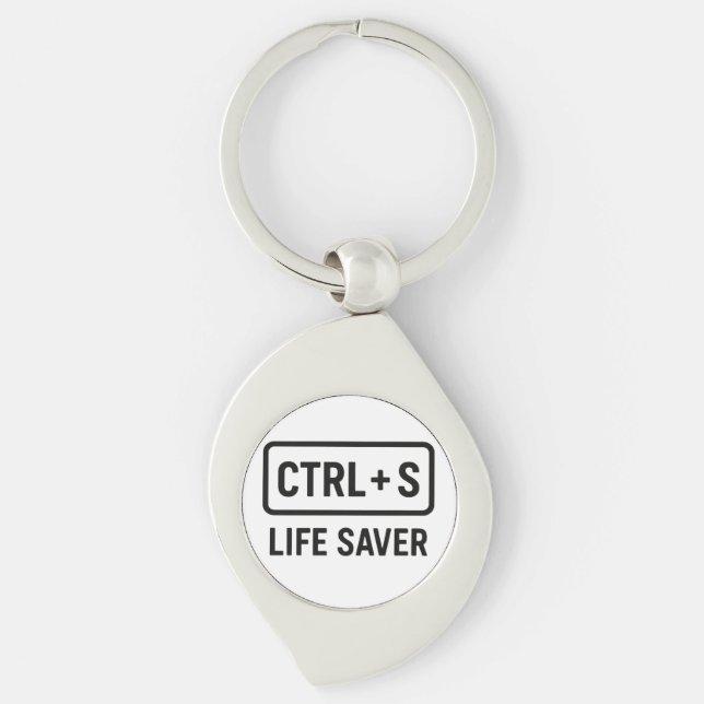 Chaveiro Geeky - Design de "CTRL + S Life Saver" (Frente)