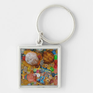 Chaveiro Gelt, Dreidels, Menorah, Sufganiot, & Latke