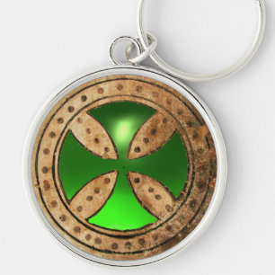 Chaveiro Gema esmeralda verde TRANSVERSAL ANTIGA de TEMPLAR