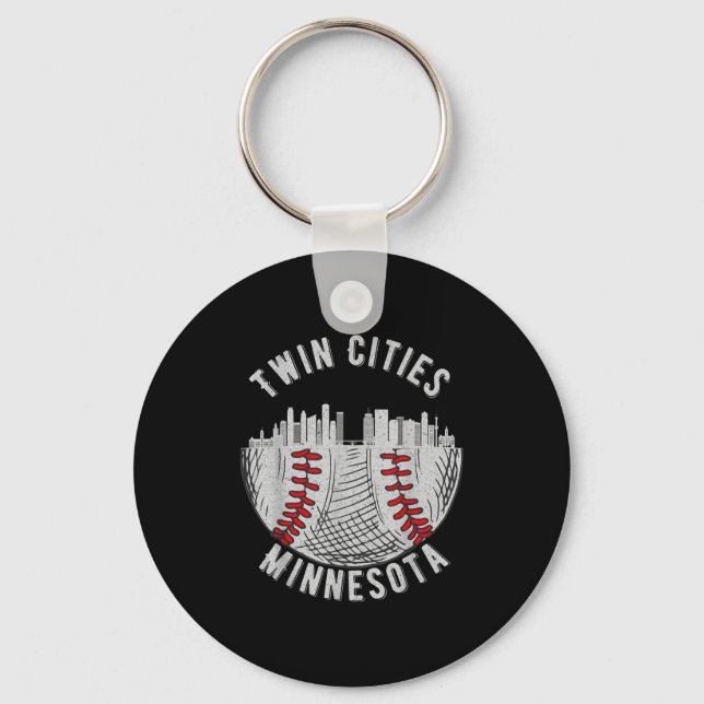 Chaveiro Gêmeas Cidades Minnesota Mn Beisebol Skyline St  (Frente)