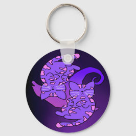 Chaveiro Gemini Retro Neon Kittens Roxo Personalizável