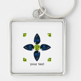 Chaveiro Gemstone Art, Blue and Yellow