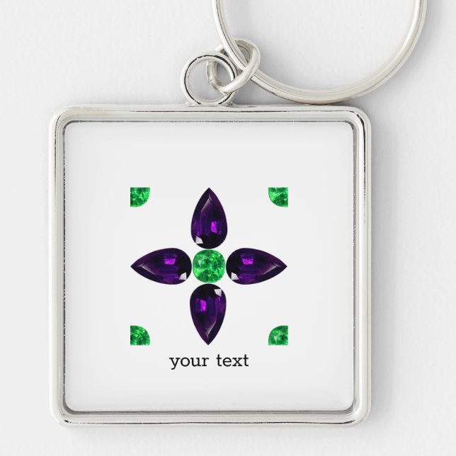Chaveiro Gemstone Art, Green and Purple (Frente)