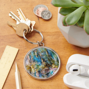 Chaveiro Gemstone Labradorite Verde Azul