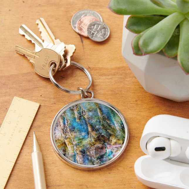 Chaveiro Gemstone Labradorite Verde Azul (Mesa)