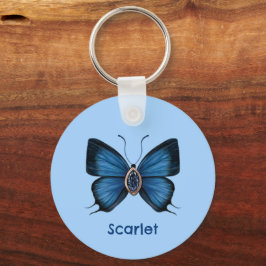 Chaveiro Gemstone personalizado da borboleta azul-apphire