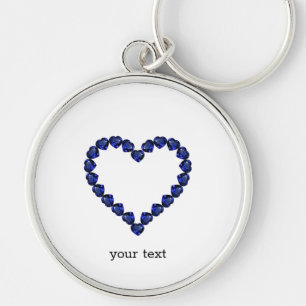 Chaveiro Gemstone Sapphire Blue Heart