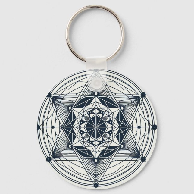 Chaveiro Geometria Estrela: Simetria à Meia-Noite (Frente)