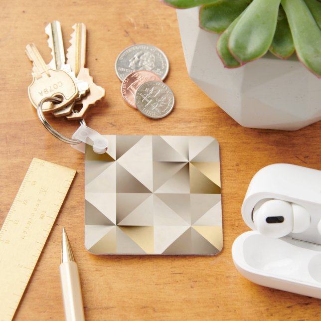 Chaveiro Geometric relief texture in beige and gold (Mesa)