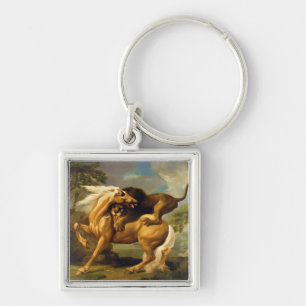 Chaveiro George Stubbs   um leão que ataca um cavalo,