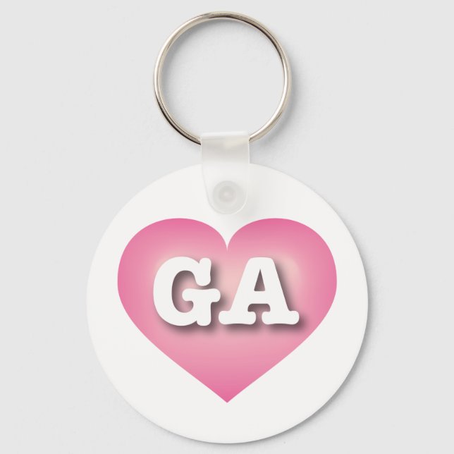 Chaveiro Georgia Pink Fade Heart - Eu amo GA (Frente)