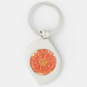 Chaveiro Gerbera Daisy Block Impressão - laranja-açafrão