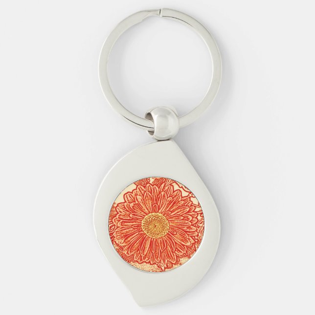 Chaveiro Gerbera Daisy Block Impressão - laranja-açafrão (Frente)