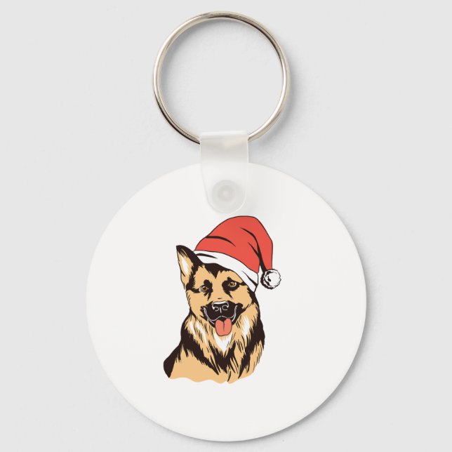 Chaveiro German shepherd Cachorro Papai Noel - Feliz Natal (Frente)