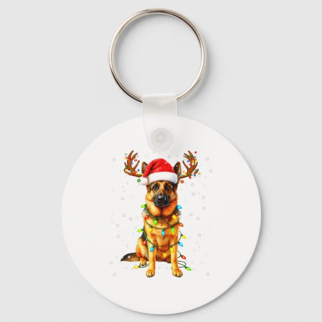 Chaveiro German Shepherd Christmas Tree Lights Pajama Dog L (Frente)