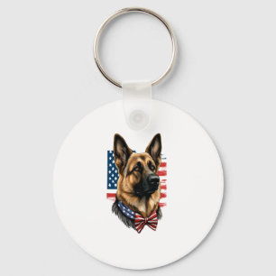 Chaveiro German shepherd com bandeira americana
