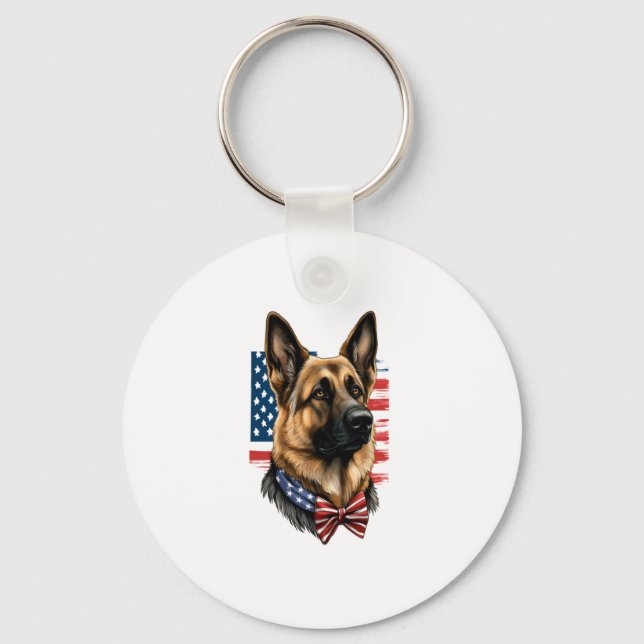 Chaveiro German shepherd com bandeira americana (Frente)