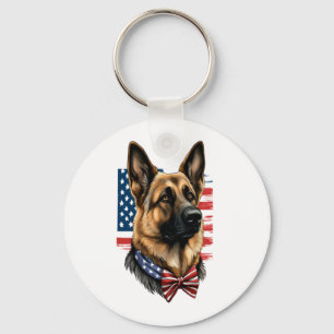 Chaveiro German shepherd com bandeira americana