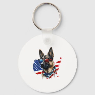 Chaveiro German shepherd com bandeira americana Eu adoro ca