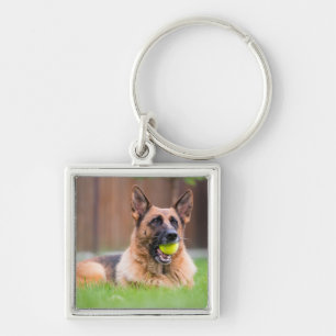 Chaveiro German shepherd Com Bola De Tênis