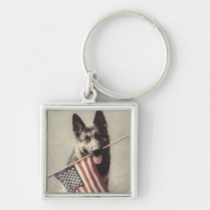 Chaveiro German shepherd com Sinalizador dos EUA